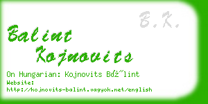 balint kojnovits business card